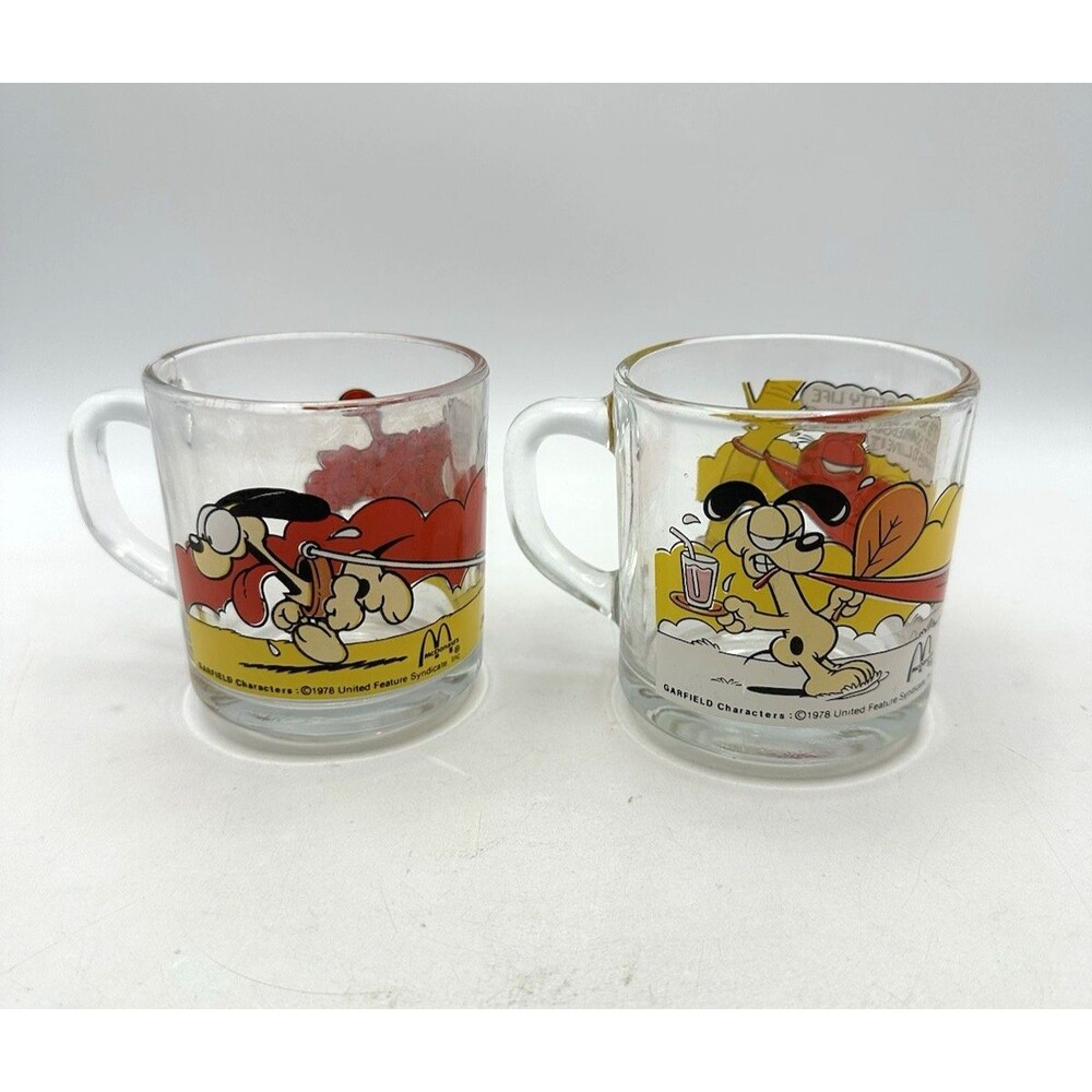 Set of 2 Vintage 1978 Garfield and Odie Glass Mug from the McDonald's Collection